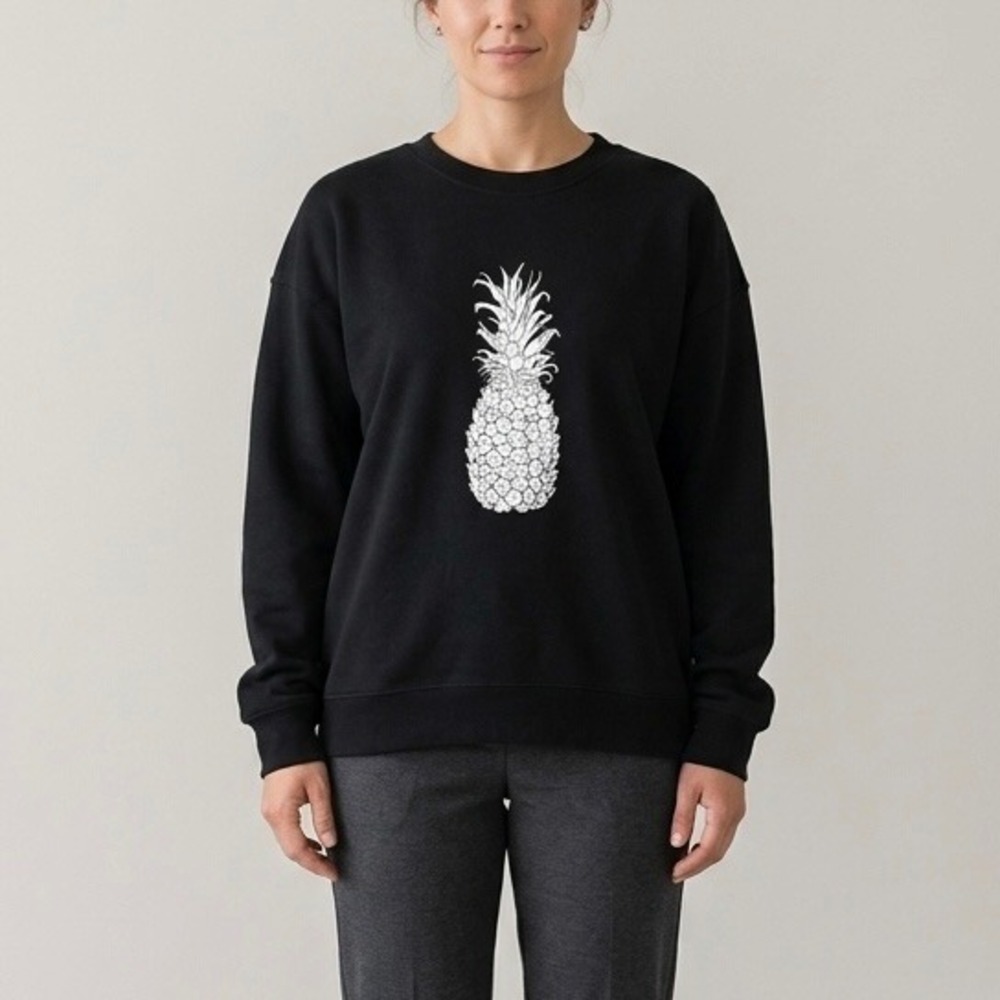 Lululemon Perfectly Oversized Crew Hawaii Pineapple Sweatshirt Black Size 8